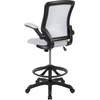 image:imageFlash Furniture Kale MidBack White Mesh Ergonomic Drafting Chair  Adjustable Foot Ring FlipUp ArmsWhite
