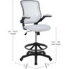 image:imageFlash Furniture Kale MidBack White Mesh Ergonomic Drafting Chair  Adjustable Foot Ring FlipUp ArmsWhite