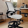 image:imageFlash Furniture Kale MidBack White Mesh Ergonomic Drafting Chair  Adjustable Foot Ring FlipUp ArmsWhite