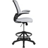 image:imageFlash Furniture Kale MidBack White Mesh Ergonomic Drafting Chair  Adjustable Foot Ring FlipUp ArmsWhite