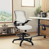 image:imageFlash Furniture Kale MidBack White Mesh Ergonomic Drafting Chair  Adjustable Foot Ring FlipUp ArmsWhite