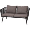 image:imageFlash Furniture Kallie Set of 2 IndoorOutdoor Stacking Club Chairs with Arms  UV Resistant Woven Natural Seat  Ivory Zippered Cushions  Black Aluminum FrameBlack