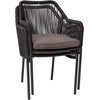 image:imageFlash Furniture Kallie Set of 2 IndoorOutdoor Stacking Club Chairs with Arms  UV Resistant Woven Natural Seat  Ivory Zippered Cushions  Black Aluminum FrameBlack