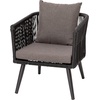 image:imageFlash Furniture Kallie Set of 2 IndoorOutdoor Stacking Club Chairs with Arms  UV Resistant Woven Natural Seat  Ivory Zippered Cushions  Black Aluminum FrameBlack