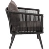 image:imageFlash Furniture Kallie Set of 2 IndoorOutdoor Stacking Club Chairs with Arms  UV Resistant Woven Natural Seat  Ivory Zippered Cushions  Black Aluminum FrameBlack
