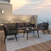 image:imageFlash Furniture Kallie Set of 2 IndoorOutdoor Stacking Club Chairs with Arms  UV Resistant Woven Natural Seat  Ivory Zippered Cushions  Black Aluminum FrameBlack
