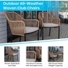 image:imageFlash Furniture Kallie Set of 2 IndoorOutdoor Stacking Club Chairs with Arms  UV Resistant Woven Natural Seat  Ivory Zippered Cushions  Black Aluminum FrameNatural