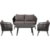 image:imageFlash Furniture Kallie Set of 2 IndoorOutdoor Stacking Club Chairs with Arms  UV Resistant Woven Natural Seat  Ivory Zippered Cushions  Black Aluminum FrameBlack