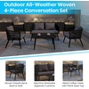 image:imageFlash Furniture Kallie Set of 2 IndoorOutdoor Stacking Club Chairs with Arms  UV Resistant Woven Natural Seat  Ivory Zippered Cushions  Black Aluminum FrameBlack