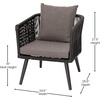 image:imageFlash Furniture Kallie Set of 2 IndoorOutdoor Stacking Club Chairs with Arms  UV Resistant Woven Natural Seat  Ivory Zippered Cushions  Black Aluminum FrameBlack