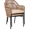image:imageFlash Furniture Kallie Set of 2 IndoorOutdoor Stacking Club Chairs with Arms  UV Resistant Woven Natural Seat  Ivory Zippered Cushions  Black Aluminum FrameNatural
