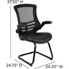 image:imageFlash Furniture Kelista Black Mesh Sled Base Side Reception Chair with White Stitched LeatherSoft Seat and FlipUp ArmsBlack Leathersoft