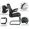 image:imageFlash Furniture Kelista Black Mesh Sled Base Side Reception Chair with White Stitched LeatherSoft Seat and FlipUp ArmsBlack Leathersoft