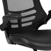 image:imageFlash Furniture Kelista Black Mesh Sled Base Side Reception Chair with White Stitched LeatherSoft Seat and FlipUp ArmsBlack Leathersoft