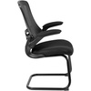 image:imageFlash Furniture Kelista Black Mesh Sled Base Side Reception Chair with White Stitched LeatherSoft Seat and FlipUp ArmsBlack Mesh