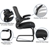 image:imageFlash Furniture Kelista Black Mesh Sled Base Side Reception Chair with White Stitched LeatherSoft Seat and FlipUp ArmsBlack Mesh
