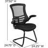 image:imageFlash Furniture Kelista Black Mesh Sled Base Side Reception Chair with White Stitched LeatherSoft Seat and FlipUp ArmsBlack Mesh