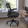 image:imageFlash Furniture Kelista MidBack Black Mesh Swivel Ergonomic Task Office Chair with FlipUp Arms and Transparent Roller WheelsBlack Mesh