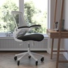 image:imageFlash Furniture Kelista MidBack Black Mesh Swivel Ergonomic Task Office Chair with FlipUp Arms and Transparent Roller WheelsBlack MeshWhite Frame
