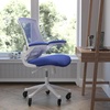 image:imageFlash Furniture Kelista MidBack Black Mesh Swivel Ergonomic Task Office Chair with FlipUp Arms and Transparent Roller WheelsBlue MeshWhite Frame