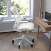 image:imageFlash Furniture Kelista MidBack Black Mesh Swivel Ergonomic Task Office Chair with FlipUp Arms and Transparent Roller WheelsLight Gray MeshWhite Frame