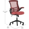 image:imageFlash Furniture Kelista MidBack Black Mesh Swivel Ergonomic Task Office Chair with FlipUp Arms and Transparent Roller WheelsRed Mesh