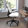 image:imageFlash Furniture Kelista MidBack Black Mesh Swivel Ergonomic Task Office Chair with FlipUp Arms and Transparent Roller WheelsWhite Mesh