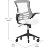 image:imageFlash Furniture Kelista MidBack Black Mesh Swivel Ergonomic Task Office Chair with FlipUp Arms and Transparent Roller WheelsWhite Mesh
