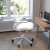 image:imageFlash Furniture Kelista MidBack Black Mesh Swivel Ergonomic Task Office Chair with FlipUp Arms and Transparent Roller WheelsWhite MeshWhite Frame