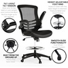 image:imageFlash Furniture Kelista MidBack Swivel Office Chair with Adjustable Seat Height Ergonomic Mesh Desk Chair with FlipUp Armrests BlackBlack LeathersoftMesh