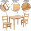 image:imageFlash Furniture Kyndl Kids Solid Hardwood Table and Chair Set for Playroom Bedroom Kitchen  3 Piece Set  NaturalNatural