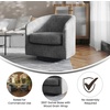 image:imageFlash Furniture Landon Upholstered Barrel Chair Commercial 360 Swivel Club Style Chair Sloped Armrests Woodgrain Vinyl Wrapped Metal Base Light Gray FabricDark Gray