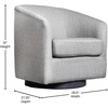 image:imageFlash Furniture Landon Upholstered Barrel Chair Commercial 360 Swivel Club Style Chair Sloped Armrests Woodgrain Vinyl Wrapped Metal Base Light Gray FabricLight Gray