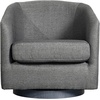 image:imageFlash Furniture Landon Upholstered Barrel Chair Commercial 360 Swivel Club Style Chair Sloped Armrests Woodgrain Vinyl Wrapped Metal Base Light Gray FabricDark Gray