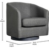 image:imageFlash Furniture Landon Upholstered Barrel Chair Commercial 360 Swivel Club Style Chair Sloped Armrests Woodgrain Vinyl Wrapped Metal Base Light Gray FabricDark Gray