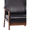 image:imageFlash Furniture Langston Commercial Mid Century Modern Chair  Gray Faux Linen Upholstery  Walnut Finish Wooden Frame and Arms  Extra Supportive Sinuous SpringsBlack Leathersoft
