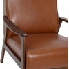 image:imageFlash Furniture Langston Commercial Mid Century Modern Chair  Gray Faux Linen Upholstery  Walnut Finish Wooden Frame and Arms  Extra Supportive Sinuous SpringsCognac Leathersoft