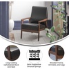 image:imageFlash Furniture Langston Commercial Mid Century Modern Chair  Gray Faux Linen Upholstery  Walnut Finish Wooden Frame and Arms  Extra Supportive Sinuous SpringsBlack Leathersoft