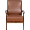image:imageFlash Furniture Langston Commercial Mid Century Modern Chair  Gray Faux Linen Upholstery  Walnut Finish Wooden Frame and Arms  Extra Supportive Sinuous SpringsCognac Leathersoft