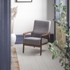 image:imageFlash Furniture Langston Commercial Mid Century Modern Chair  Gray Faux Linen Upholstery  Walnut Finish Wooden Frame and Arms  Extra Supportive Sinuous SpringsDark Gray Faux Linen