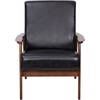 image:imageFlash Furniture Langston Commercial Mid Century Modern Chair  Gray Faux Linen Upholstery  Walnut Finish Wooden Frame and Arms  Extra Supportive Sinuous SpringsBlack Leathersoft