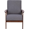 image:imageFlash Furniture Langston Commercial Mid Century Modern Chair  Gray Faux Linen Upholstery  Walnut Finish Wooden Frame and Arms  Extra Supportive Sinuous SpringsDark Gray Faux Linen