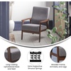 image:imageFlash Furniture Langston Commercial Mid Century Modern Chair  Gray Faux Linen Upholstery  Walnut Finish Wooden Frame and Arms  Extra Supportive Sinuous SpringsDark Gray Faux Linen