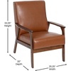 image:imageFlash Furniture Langston Commercial Mid Century Modern Chair  Gray Faux Linen Upholstery  Walnut Finish Wooden Frame and Arms  Extra Supportive Sinuous SpringsCognac Leathersoft