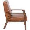 image:imageFlash Furniture Langston Commercial Mid Century Modern Chair  Gray Faux Linen Upholstery  Walnut Finish Wooden Frame and Arms  Extra Supportive Sinuous SpringsCognac Leathersoft