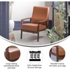 image:imageFlash Furniture Langston Commercial Mid Century Modern Chair  Gray Faux Linen Upholstery  Walnut Finish Wooden Frame and Arms  Extra Supportive Sinuous SpringsCognac Leathersoft