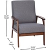 image:imageFlash Furniture Langston Commercial Mid Century Modern Chair  Gray Faux Linen Upholstery  Walnut Finish Wooden Frame and Arms  Extra Supportive Sinuous SpringsDark Gray Faux Linen