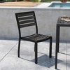 image:imageFlash Furniture Lark Outdoor Stackable Side Chair with Faux Teak Poly Slats Set of 2Gray Wash Teak