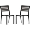 image:imageFlash Furniture Lark Outdoor Stackable Side Chair with Faux Teak Poly Slats Set of 2Gray Wash Teak