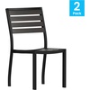 image:imageFlash Furniture Lark Outdoor Stackable Side Chair with Faux Teak Poly Slats Set of 2Gray Wash Teak